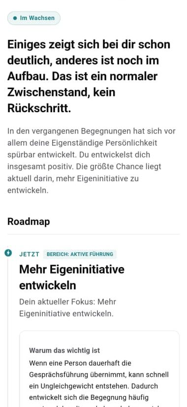 Entwicklungsanalyse in der Practice App